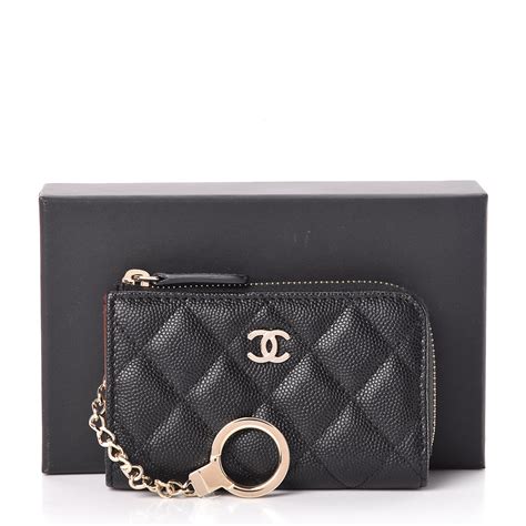 chanel caviar quilted key holder case